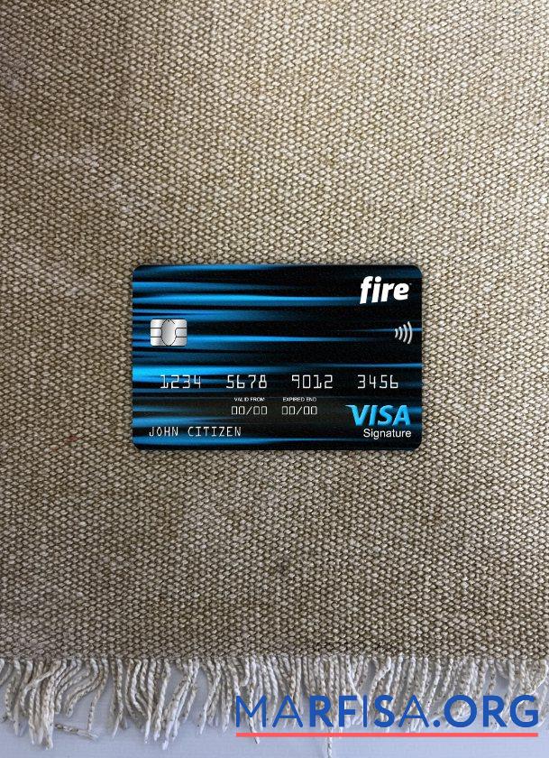 Realistic Ireland Fire Financial bank visa signature card photolook front example